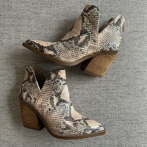 Vince Camuto Snake Print Heeled Boots